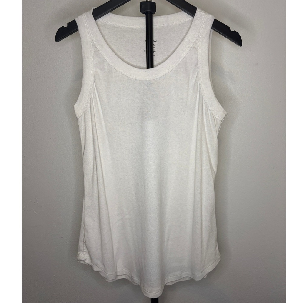 Urban Diction White Scoop Neck Tank Top XL Sleeveless Curved Hem Sheer Cotton